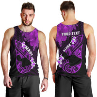 Personalized Hawaii Maui Men Tank Top Polynesian Fish Hook Hibiscus Purple Version LT05 - Polynesian Pride