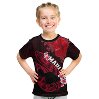 Hawaii Maui Kid T Shirt Polynesian Fish Hook Hibiscus Red Version LT05 Red - Polynesian Pride