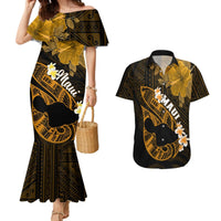 Personalized Hawaii Maui Couples Matching Mermaid Dress and Hawaiian Shirt Polynesian Fish Hook Hibiscus Gold Version LT05 Gold - Polynesian Pride