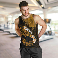 Personalized Hawaii Maui Men Tank Top Polynesian Fish Hook Hibiscus Gold Version LT05 - Polynesian Pride