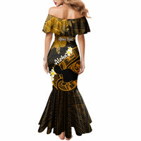 Personalized Hawaii Maui Mermaid Dress Polynesian Fish Hook Hibiscus Gold Version LT05 - Polynesian Pride