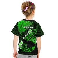 Hawaii Maui Kid T Shirt Polynesian Fish Hook Hibiscus Green Version LT05 - Polynesian Pride