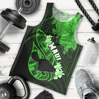 Personalized Hawaii Maui Men Tank Top Polynesian Fish Hook Hibiscus Green Version LT05 Green - Polynesian Pride