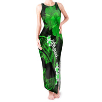 Personalized Hawaii Maui Tank Maxi Dress Polynesian Fish Hook Hibiscus Green Version LT05 Women Green - Polynesian Pride