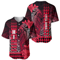 Personalized Hawaii Baseball Jersey Hammerhead Shark Kakau Polynesian Tribal Red LT05 - Polynesian Pride