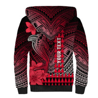 Personalized Hawaii Sherpa Hoodie Hammerhead Shark Kakau Polynesian Tribal Red LT05 - Polynesian Pride