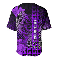 Personalized Hawaii Baseball Jersey Hammerhead Shark Kakau Polynesian Tribal Purple LT05 - Polynesian Pride