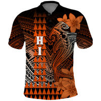 Personalized Hawaii Polo Shirt Hammerhead Shark Kakau Polynesian Tribal Orange LT05 Orange - Polynesian Pride