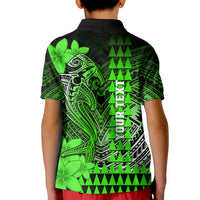 Personalized Hawaii Kid Polo Shirt Hammerhead Shark Kakau Polynesian Tribal Green LT05 - Polynesian Pride