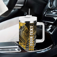 Personalized Hawaii Tumbler With Handle Hammerhead Shark Kakau Polynesian Tribal Gold LT05 - Polynesian Pride