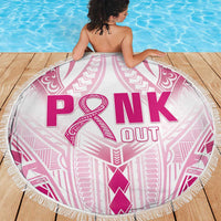 Breast Cancer Pink Out Beach Blanket Polynesian Art Tattoo White Version LT05 - Polynesian Pride