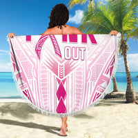 Breast Cancer Pink Out Beach Blanket Polynesian Art Tattoo White Version LT05 - Polynesian Pride