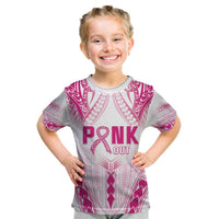 Breast Cancer Pink Out Kid T Shirt Polynesian Art Tattoo White Version