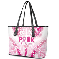 Breast Cancer Pink Out Leather Tote Bag Polynesian Art Tattoo White Version LT05 - Polynesian Pride