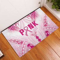 Breast Cancer Pink Out Rubber Doormat Polynesian Art Tattoo White Version LT05 - Polynesian Pride