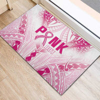 Breast Cancer Pink Out Rubber Doormat Polynesian Art Tattoo White Version LT05 - Polynesian Pride