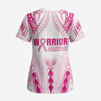 Breast Cancer Pink Out Scrub Top Polynesian Art Tattoo White Version LT05 - Polynesian Pride