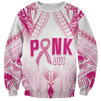 Breast Cancer Pink Out Sweatshirt Polynesian Art Tattoo White Version LT05 Unisex White - Polynesian Pride