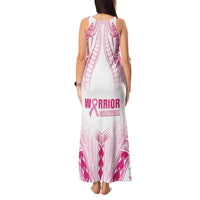 Breast Cancer Pink Out Tank Maxi Dress Polynesian Art Tattoo White Version LT05 - Polynesian Pride