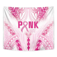 Breast Cancer Pink Out Tapestry Polynesian Art Tattoo White Version