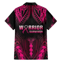 Breast Cancer Pink Out Family Matching Off Shoulder Short Dress and Hawaiian Shirt Polynesian Art Tattoo Black Version