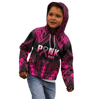 Breast Cancer Pink Out Kid Hoodie Polynesian Art Tattoo Black Version