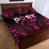 Breast Cancer Pink Out Quilt Bed Set Polynesian Art Tattoo Black Version LT05 - Polynesian Pride