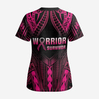 Breast Cancer Pink Out Scrub Top Polynesian Art Tattoo Black Version LT05 - Polynesian Pride