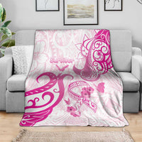 Breast Cancer Awareness Blanket Ribbon Polynesian Pattern White Version LT05 - Polynesian Pride
