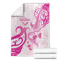Breast Cancer Awareness Blanket Ribbon Polynesian Pattern White Version LT05 - Polynesian Pride