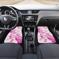 Breast Cancer Awareness Car Mats Ribbon Polynesian Pattern White Version LT05 Set 2pcs - Front White - Polynesian Pride