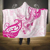 Breast Cancer Awareness Hooded Blanket Ribbon Polynesian Pattern White Version LT05 - Polynesian Pride
