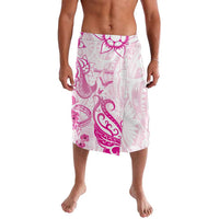 Personalised Breast Cancer Awareness Lavalava Ribbon Polynesian Pattern White Version LT05 White - Polynesian Pride