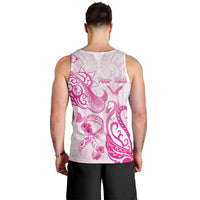 Personalised Breast Cancer Awareness Men Tank Top Ribbon Polynesian Pattern White Version LT05 - Polynesian Pride