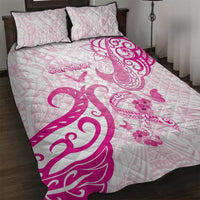 Breast Cancer Awareness Quilt Bed Set Ribbon Polynesian Pattern White Version LT05 White - Polynesian Pride