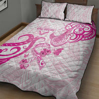 Breast Cancer Awareness Quilt Bed Set Ribbon Polynesian Pattern White Version LT05 - Polynesian Pride