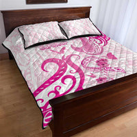 Breast Cancer Awareness Quilt Bed Set Ribbon Polynesian Pattern White Version LT05 - Polynesian Pride