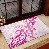 Breast Cancer Awareness Rubber Doormat Ribbon Polynesian Pattern White Version LT05 - Polynesian Pride