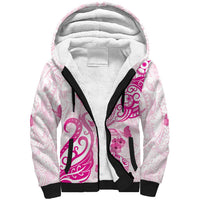 Personalised Breast Cancer Awareness Sherpa Hoodie Ribbon Polynesian Pattern White Version LT05 Unisex White - Polynesian Pride