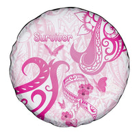 Breast Cancer Awareness Spare Tire Cover Ribbon Polynesian Pattern White Version LT05 - Polynesian Pride