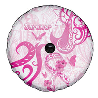 Breast Cancer Awareness Spare Tire Cover Ribbon Polynesian Pattern White Version LT05 - Polynesian Pride