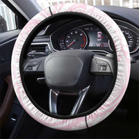 Breast Cancer Awareness Steering Wheel Cover Ribbon Polynesian Pattern White Version LT05 - Polynesian Pride