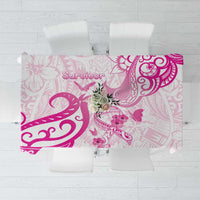 Breast Cancer Awareness Tablecloth Ribbon Polynesian Pattern White Version LT05 White - Polynesian Pride