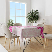 Breast Cancer Awareness Tablecloth Ribbon Polynesian Pattern White Version LT05 - Polynesian Pride