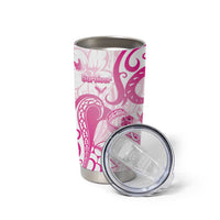 Personalised Breast Cancer Awareness Tumbler Cup Ribbon Polynesian Pattern White Version LT05 - Polynesian Pride