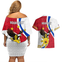 Personalized Philippines Couples Matching Off Shoulder Short Dress and Hawaiian Shirt The Eight-Rayed Sun Bald Eagle Polynesian Pattern LT05 - Polynesian Pride