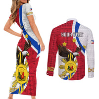Personalized Philippines Couples Matching Short Sleeve Bodycon Dress and Long Sleeve Button Shirts The Eight-Rayed Sun Bald Eagle Polynesian Pattern LT05 - Polynesian Pride