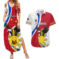 Personalized Philippines Couples Matching Summer Maxi Dress and Hawaiian Shirt The Eight-Rayed Sun Bald Eagle Polynesian Pattern LT05 Red - Polynesian Pride