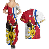 Personalized Philippines Couples Matching Summer Maxi Dress and Hawaiian Shirt The Eight-Rayed Sun Bald Eagle Polynesian Pattern LT05 - Polynesian Pride