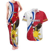 Personalized Philippines Couples Matching Tank Maxi Dress and Hawaiian Shirt The Eight-Rayed Sun Bald Eagle Polynesian Pattern LT05 Red - Polynesian Pride